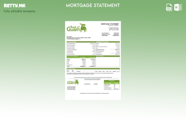 модерен стил Извод за хипотека на Банката на Маршалските Острови во Гуам Шаблон 